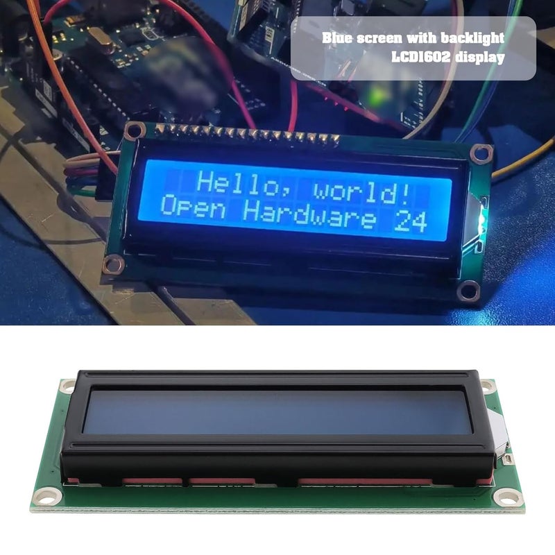 ECSiNG وحدة عرض LCD 1602 2PCS 16x2 تسلسلي خلفية زرقاء مع نص أبيض لوحة عرض DC 5V 80x36mm متوافقة مع A-rduino Raspberry Pi - Image 2